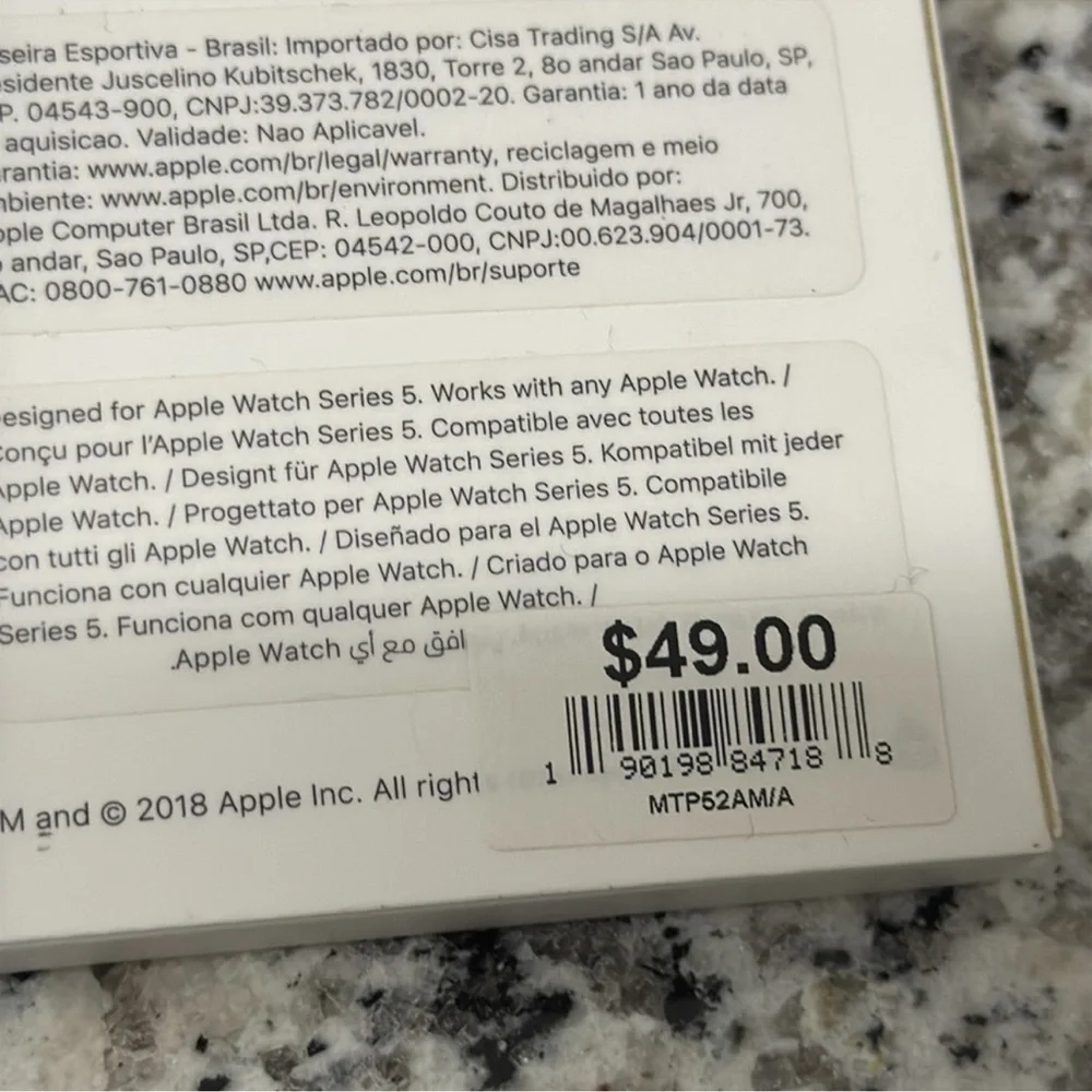Apple White Sport Band box and bottom band M/ L
